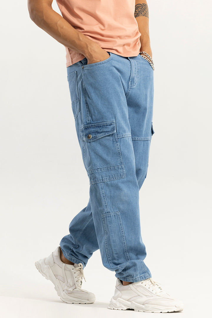 Wizie Blue Baggy Fit Jeans