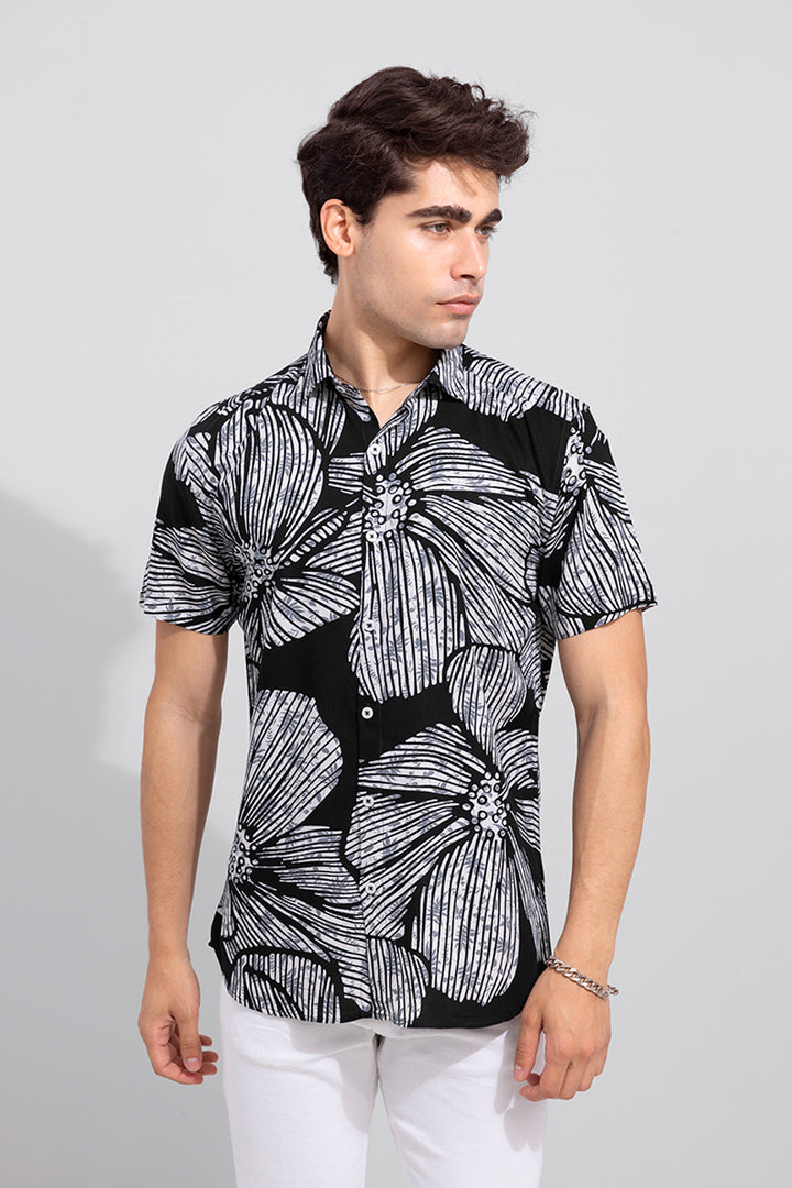 Summer Leaf Black Shirt