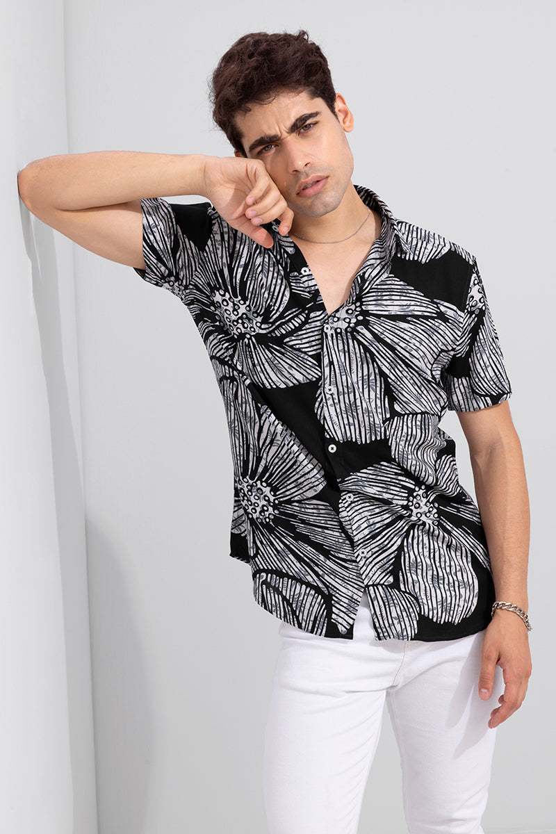 Summer Leaf Black Shirt