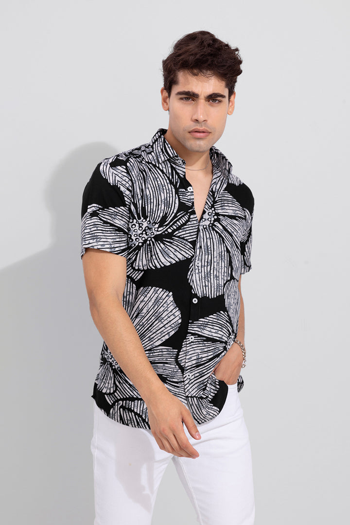 Summer Leaf Black Shirt