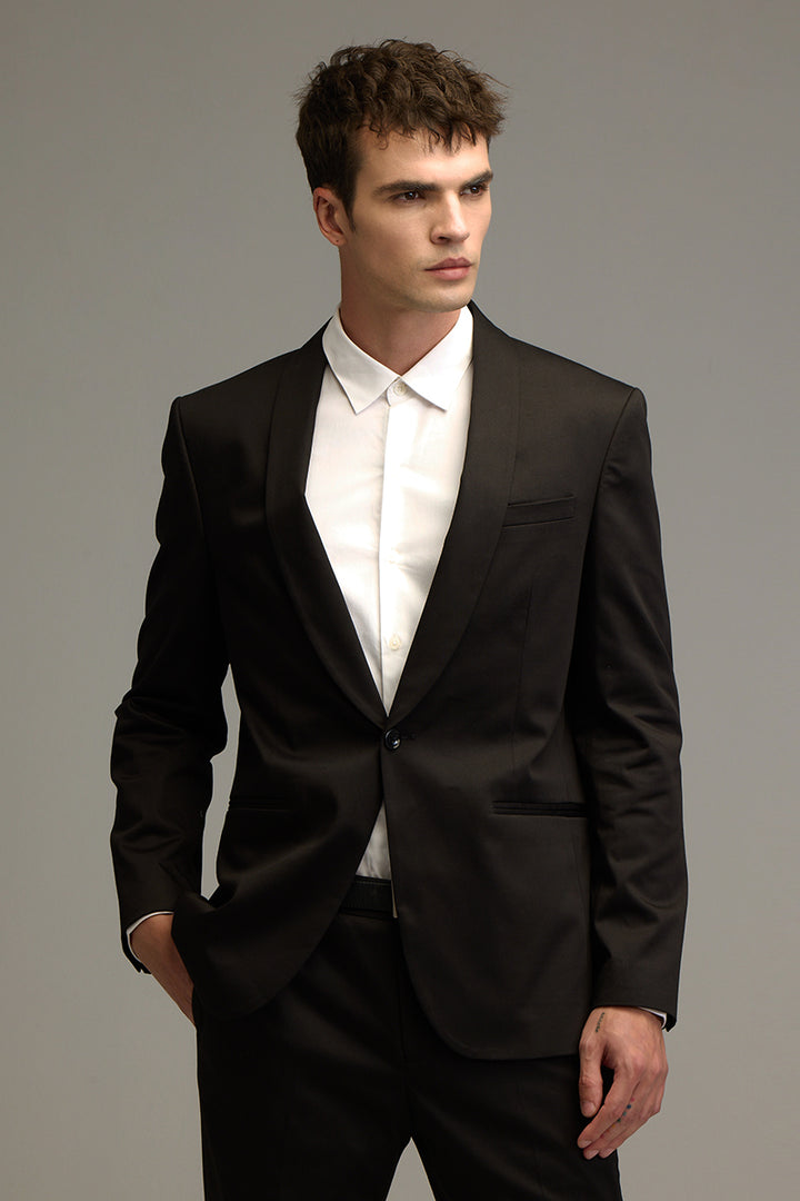 Elegant Gloss Black Suit Blazer