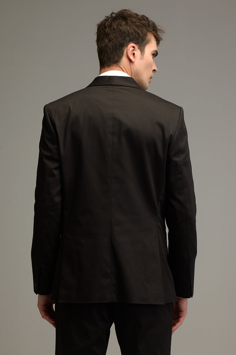 Elegant Gloss Black Suit Blazer