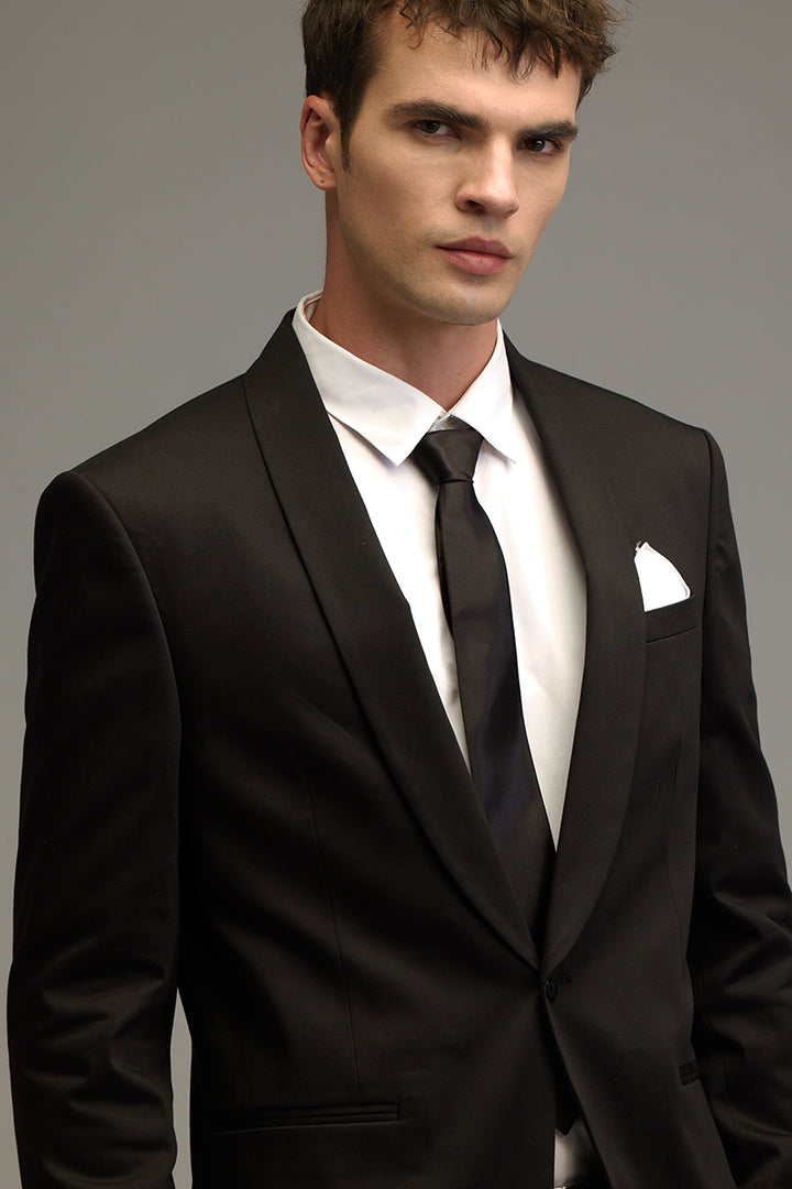 Elegant Gloss Black Suit Blazer