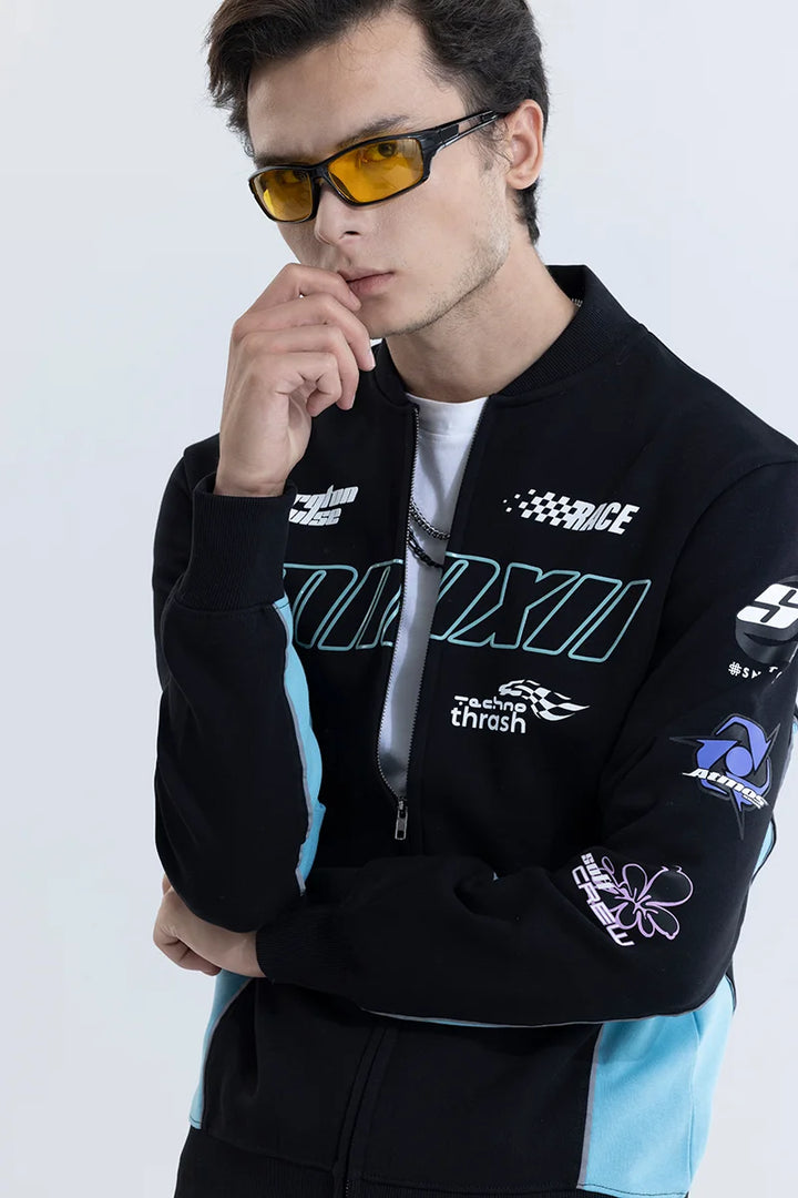 Proton Pulse Black Racing Bomber Jacket