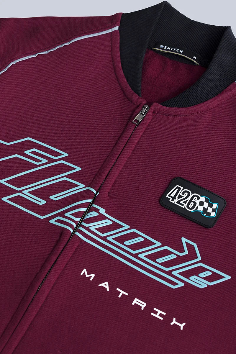 Flymode Burgundy Racing Bomber Jacket