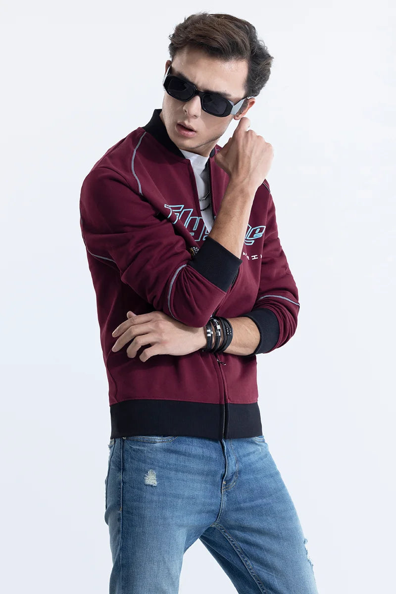 Flymode Burgundy Racing Bomber Jacket