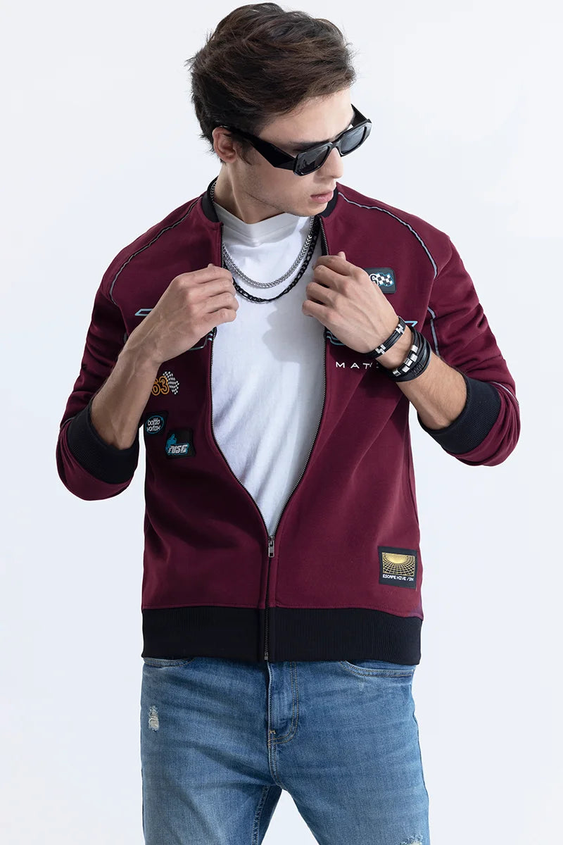 Flymode Burgundy Racing Bomber Jacket