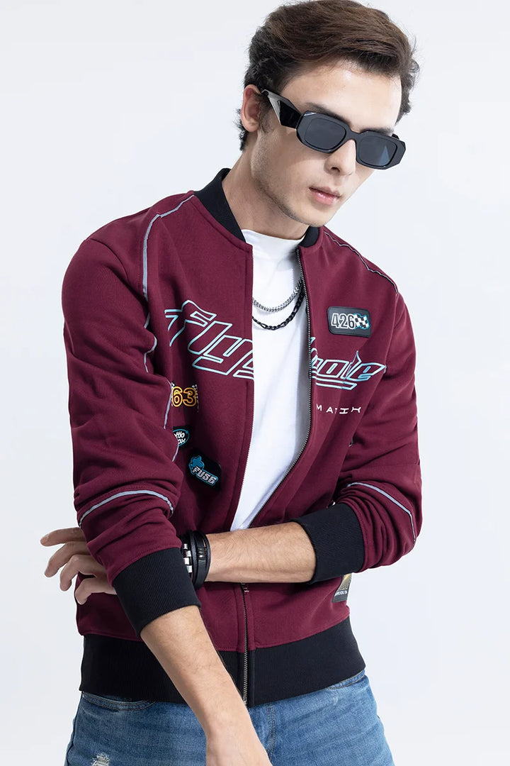 Flymode Burgundy Racing Bomber Jacket