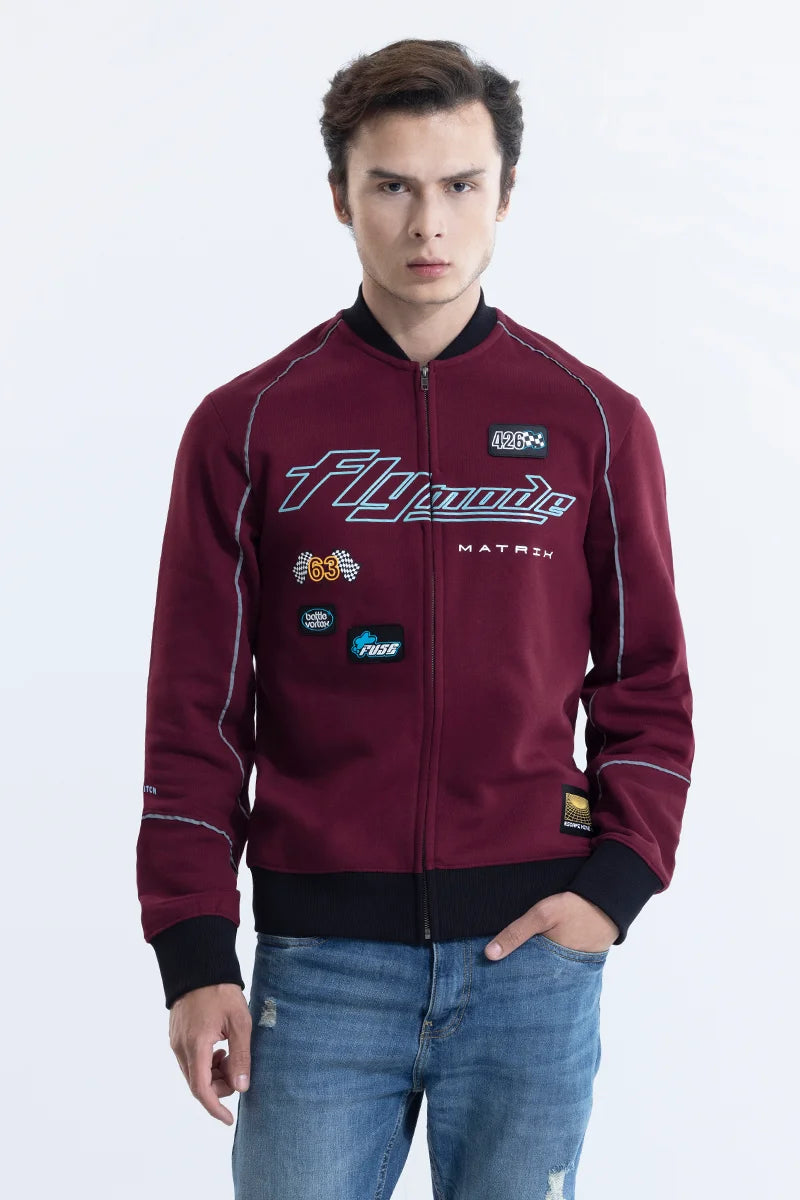 Flymode Burgundy Racing Bomber Jacket