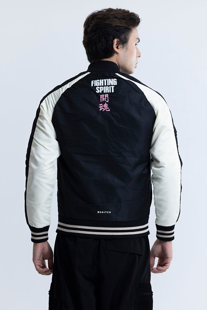 Fighting Spirit Black Sukajan Bomber Jacket