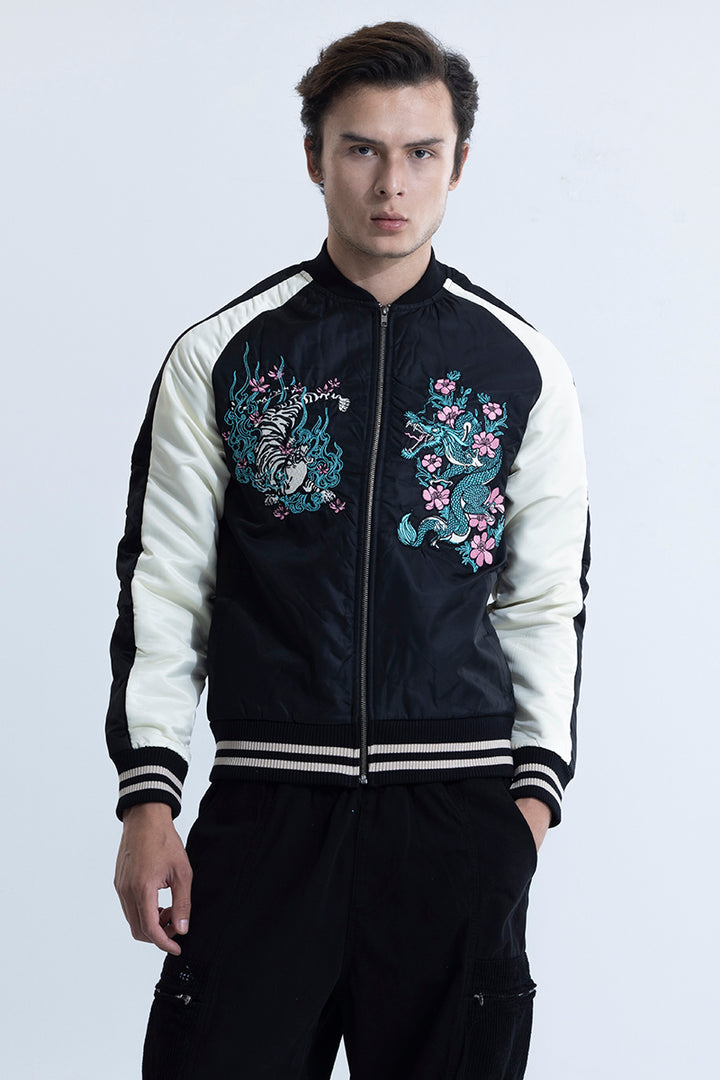 Fighting Spirit Black Sukajan Bomber Jacket