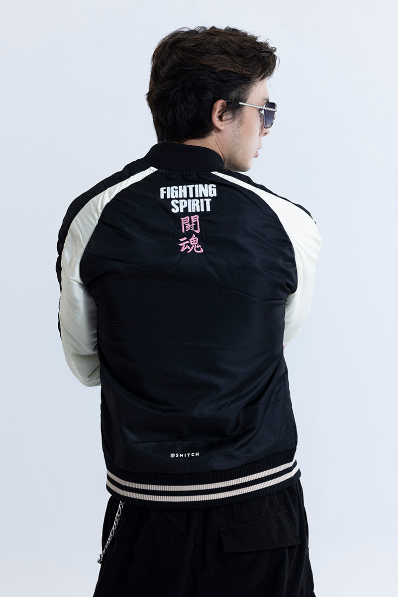 Fighting Spirit Black Sukajan Bomber Jacket