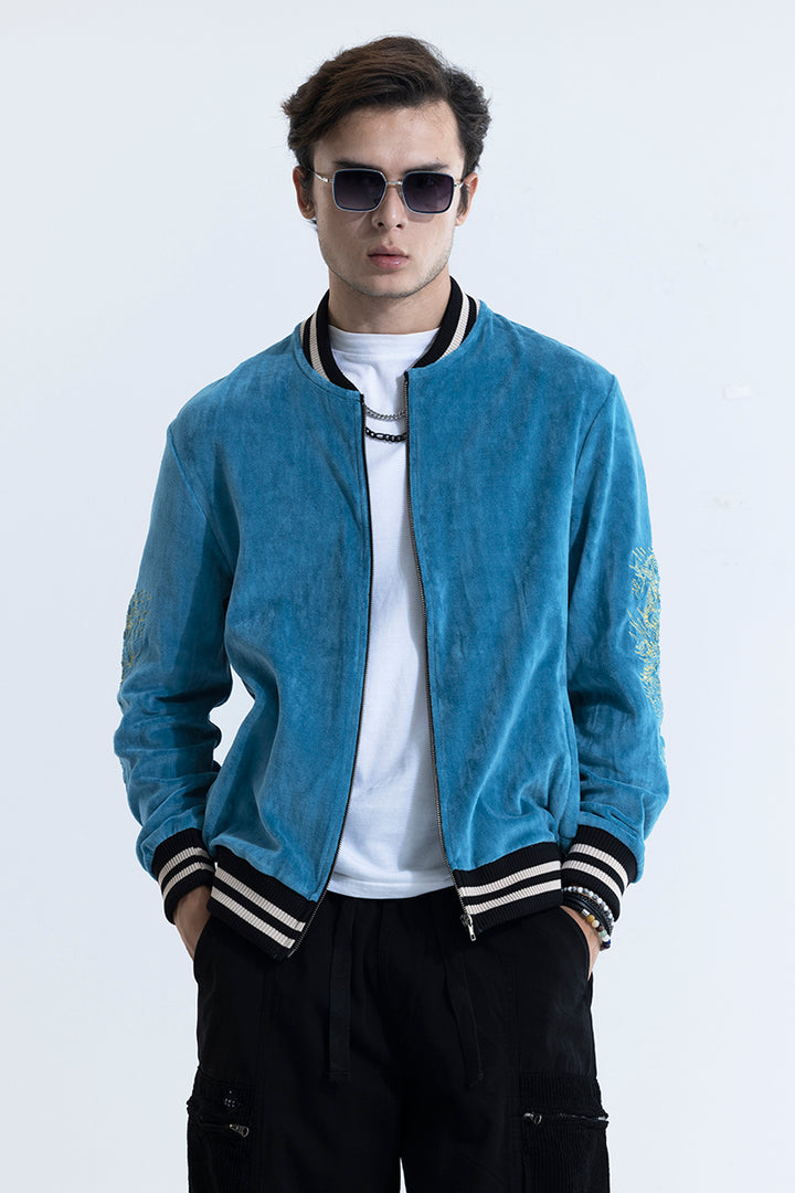 Yakuza Blue Sukajan Bomber Jacket