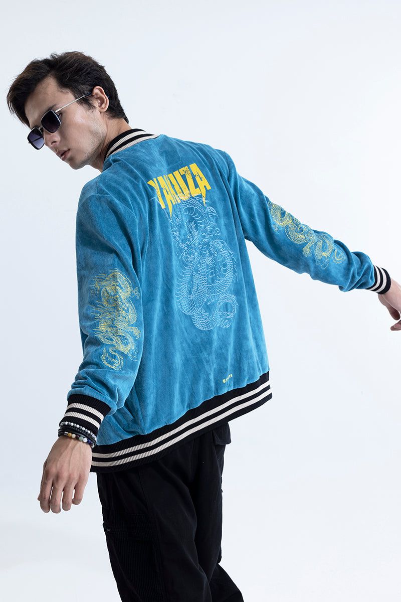 Yakuza Blue Sukajan Bomber Jacket