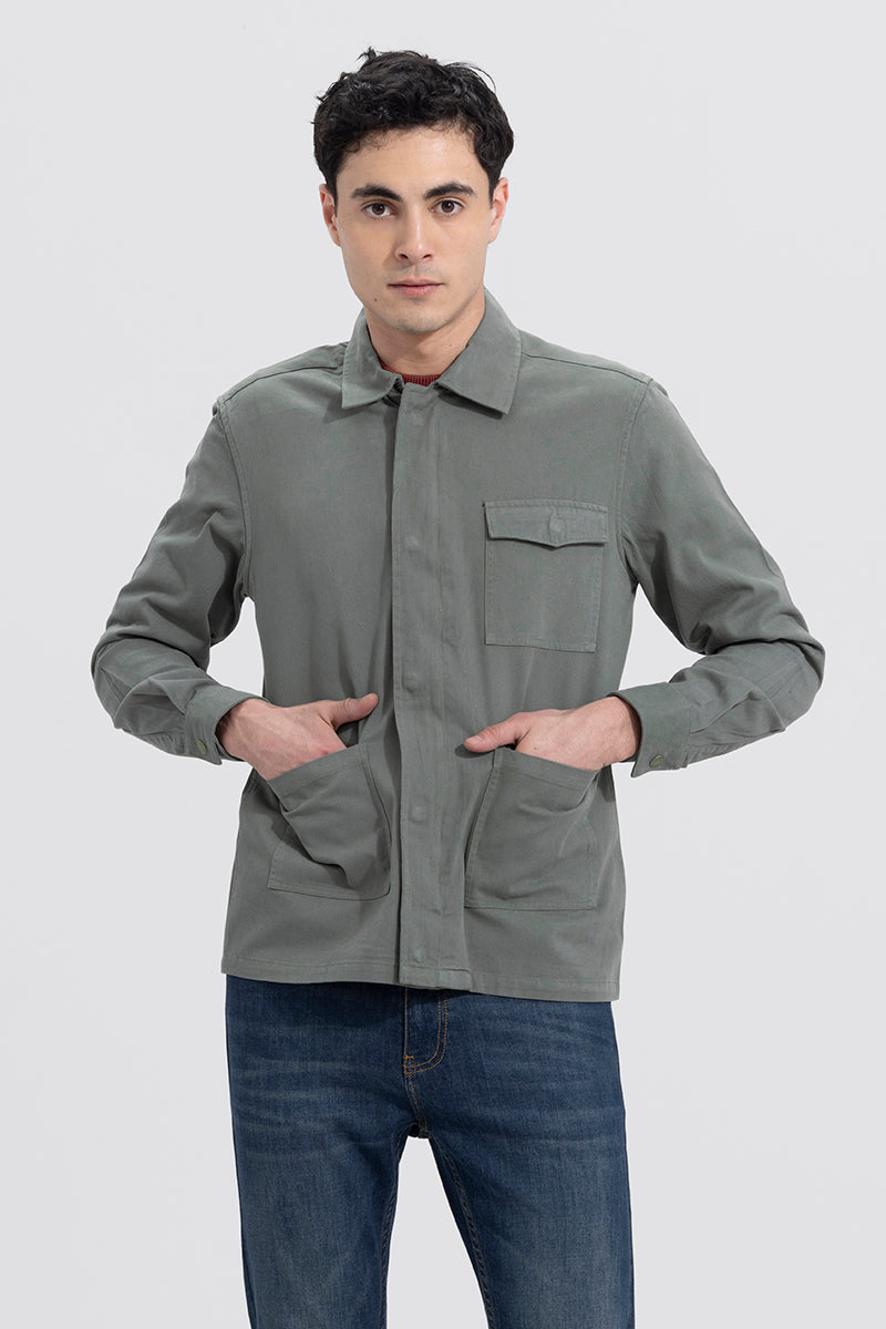 Triple Pocket Jade Green Overshirt