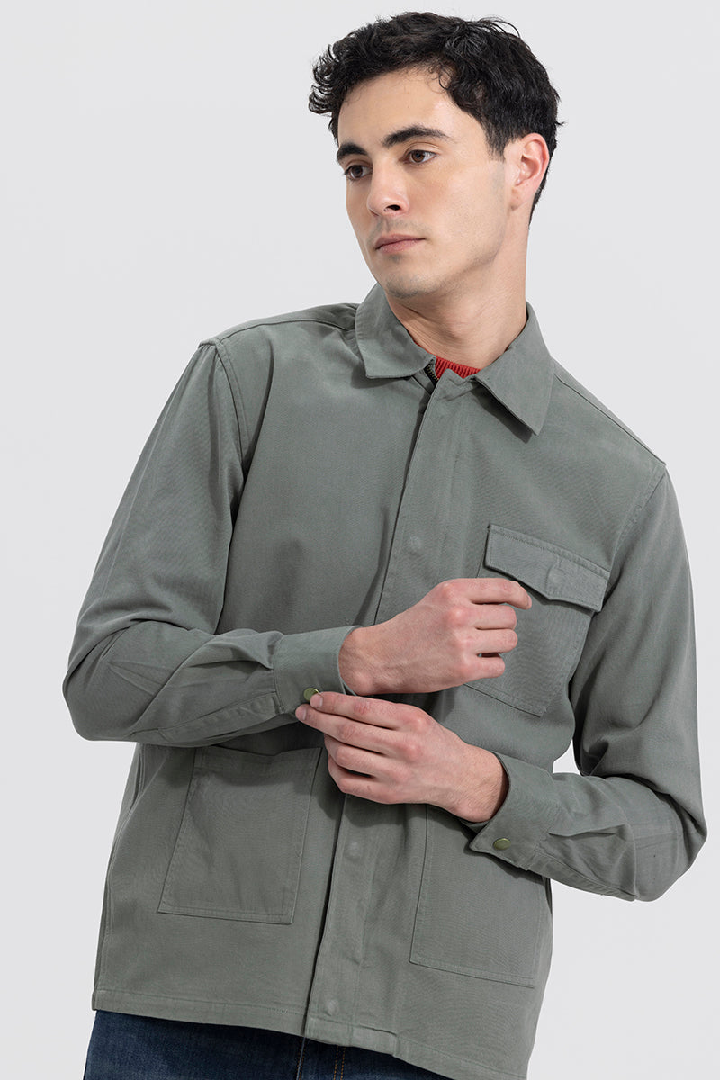 Triple Pocket Jade Green Overshirt