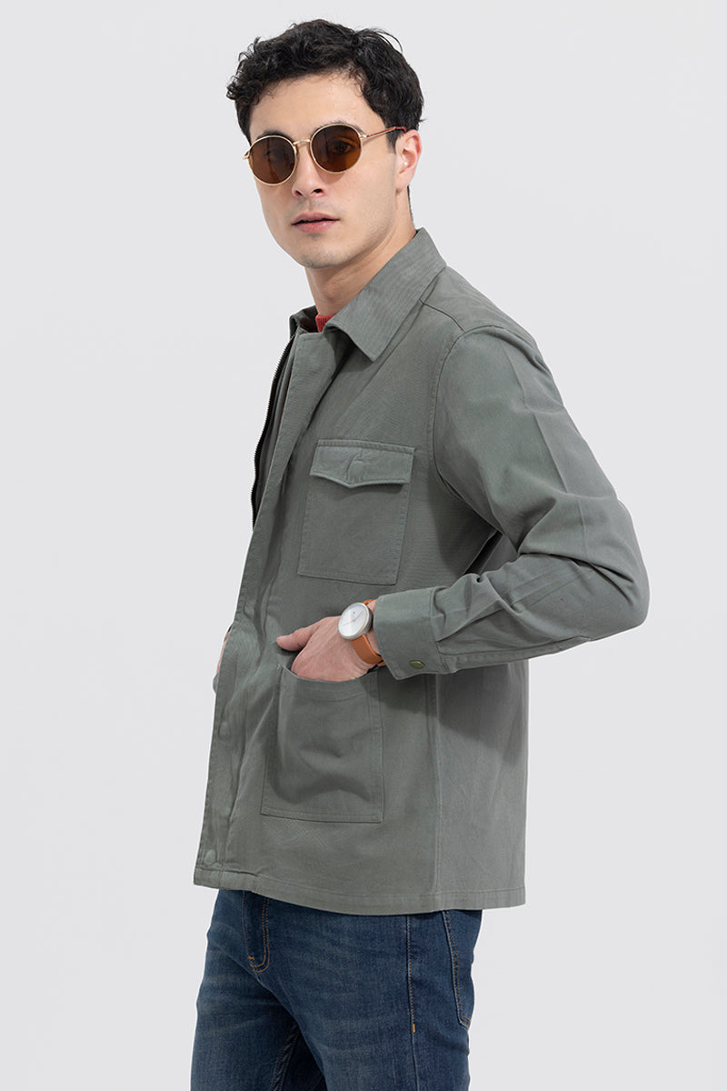 Triple Pocket Jade Green Overshirt