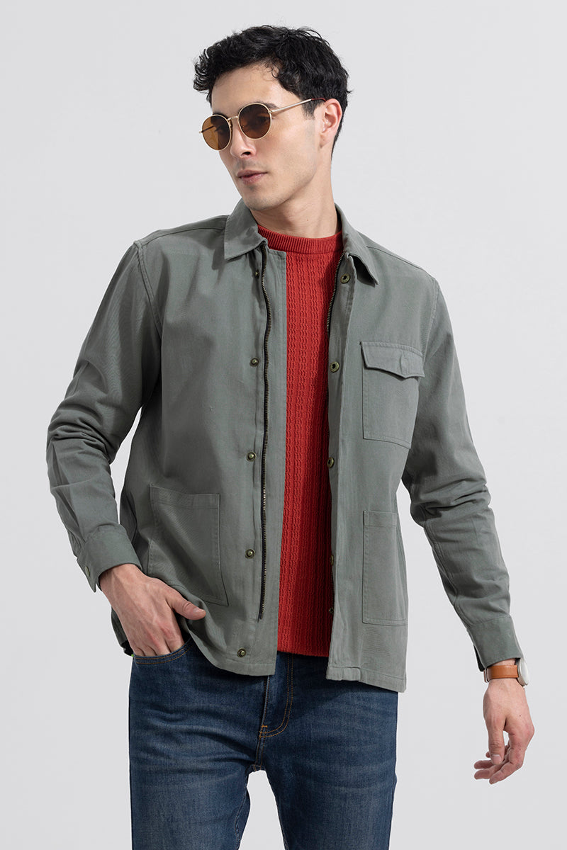 Triple Pocket Jade Green Overshirt