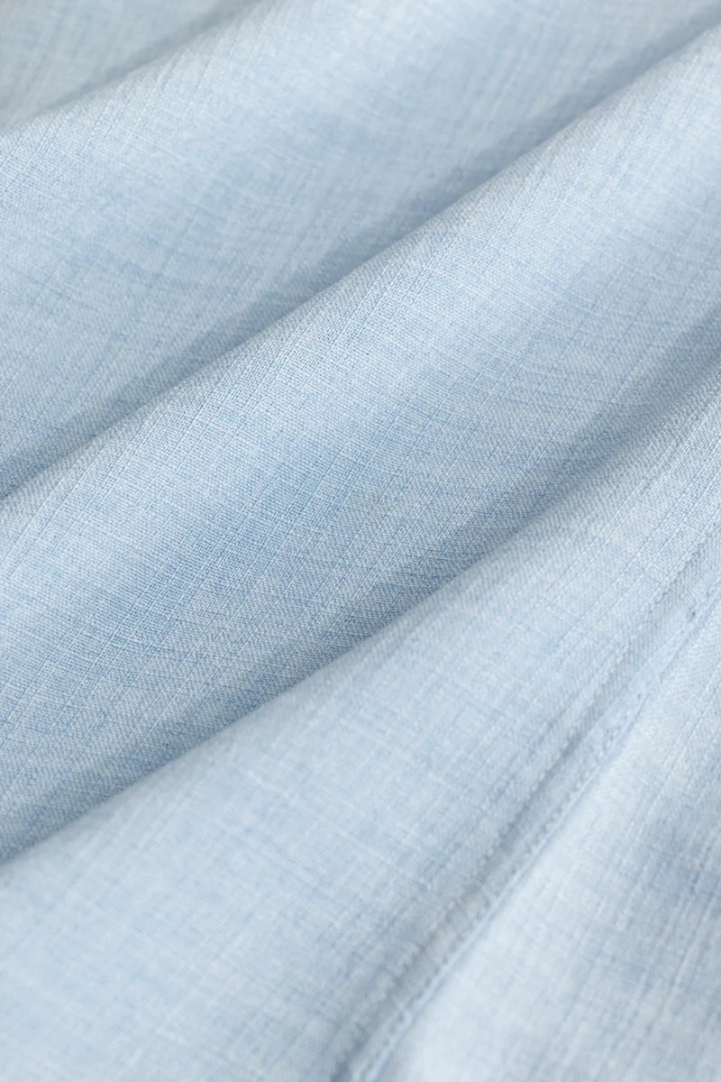 Light Blue Mandarin Linen Shirt