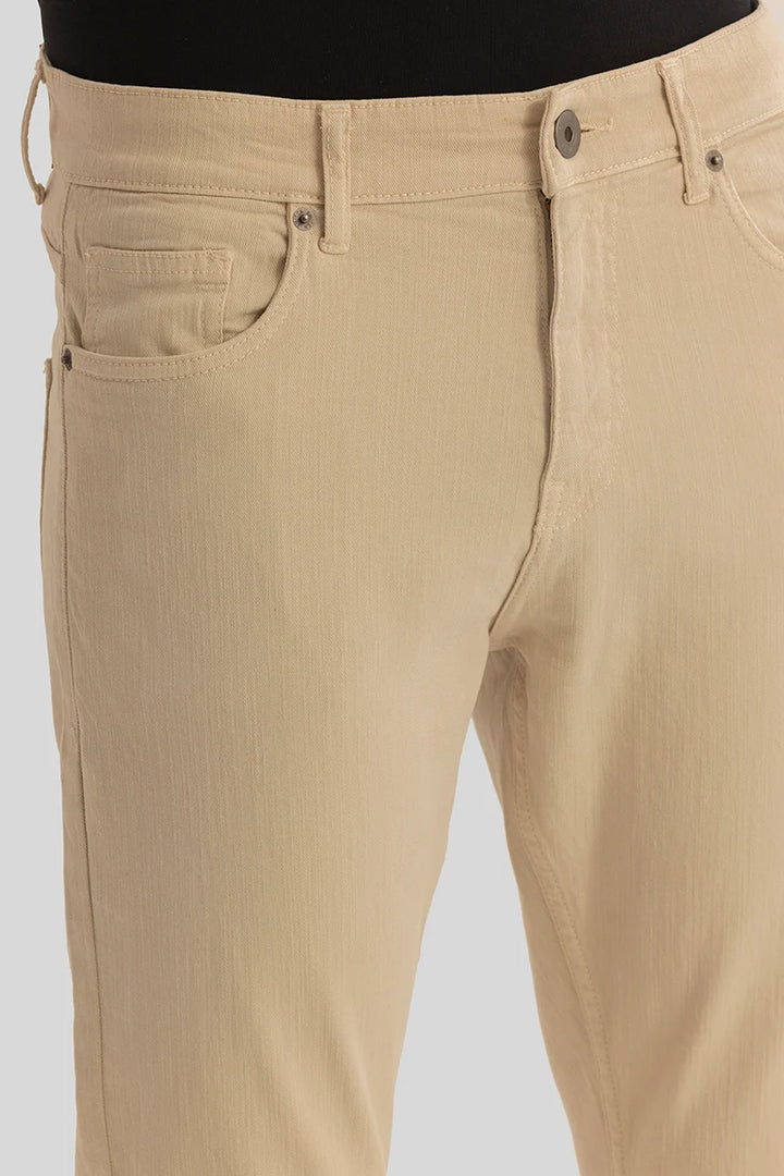 Quantum Cream Plain Skinny Fit Jeans