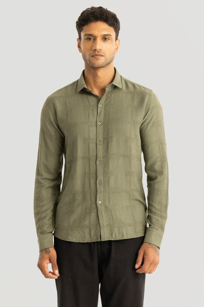 Pauline Olive Embroidered Shirt