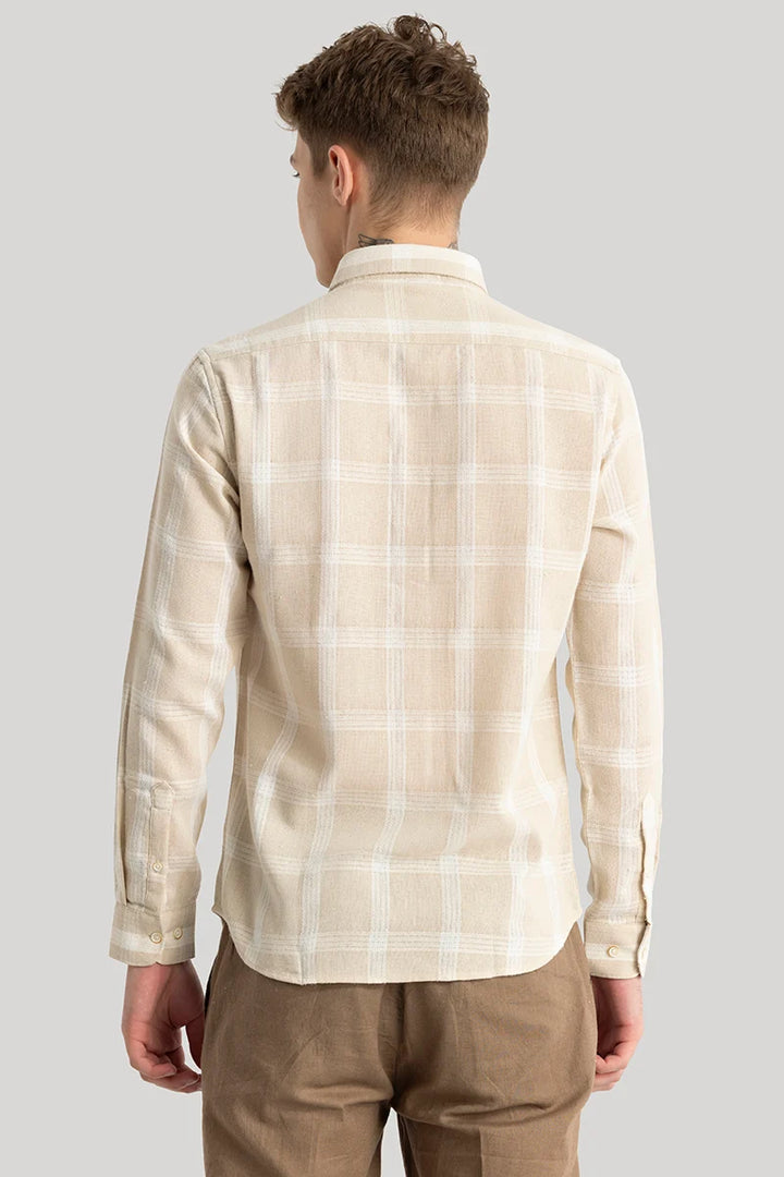 Zoe Beige Linen Checks Shirts