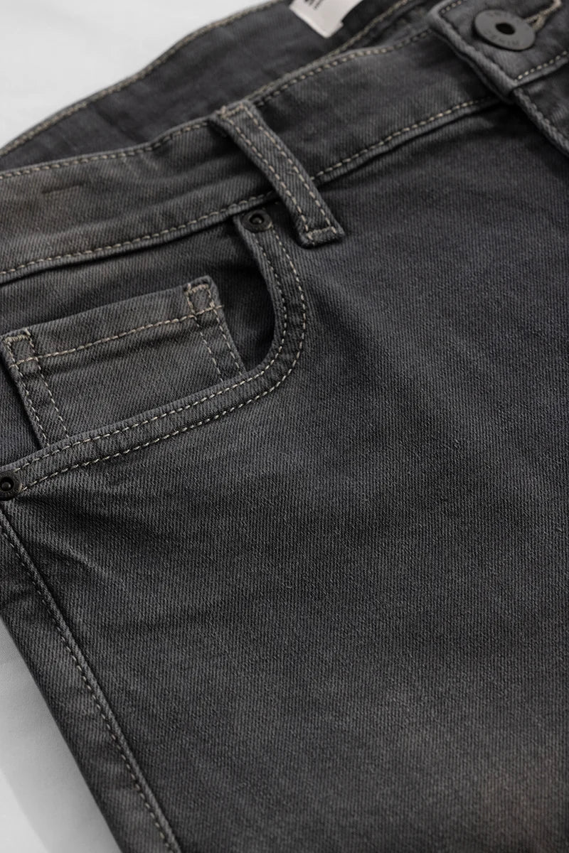 Charcoal Grey Plain Skinny Fit Jeans