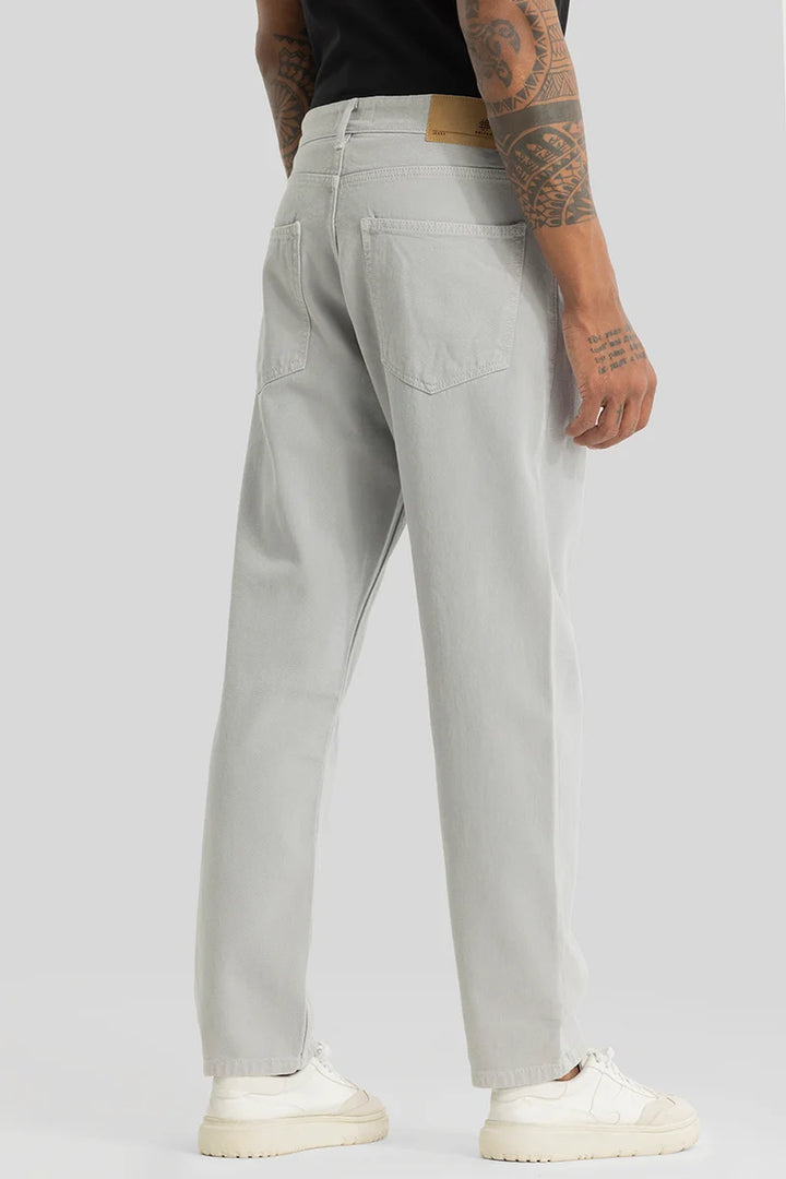 Etienne Light Grey Plain Relaxed Fit Jeans