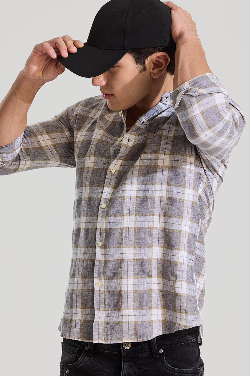 Grey Checks Linen Shirt