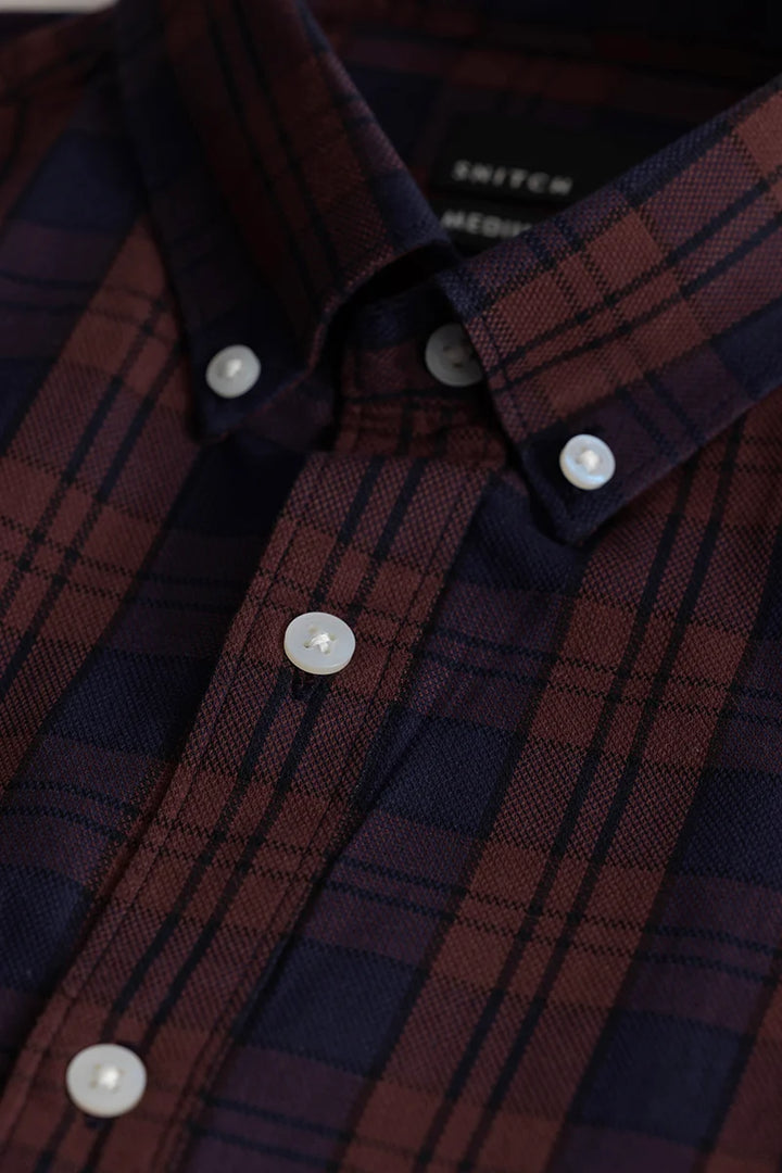 Kjell Maroon Checks Shirts