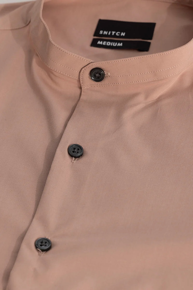 Peach Plain Mandarin Shirt