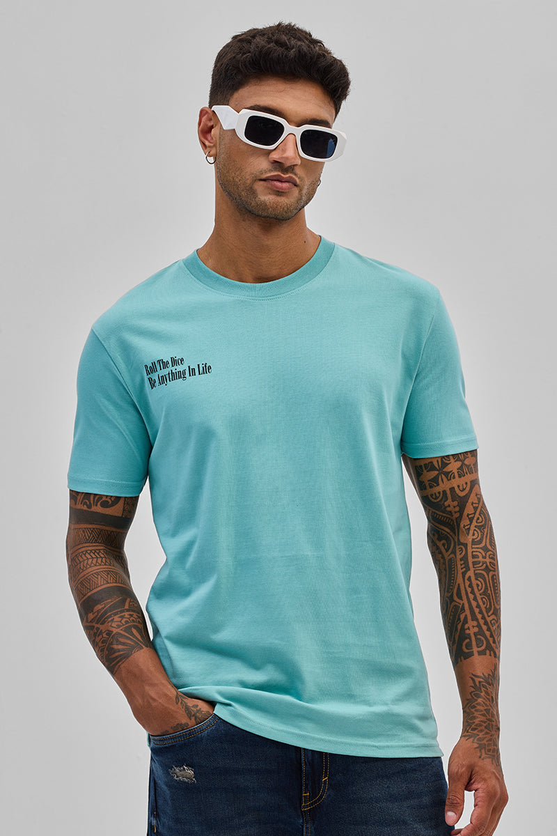 Roll The Dice Turquoise Slim Fit T-Shirt