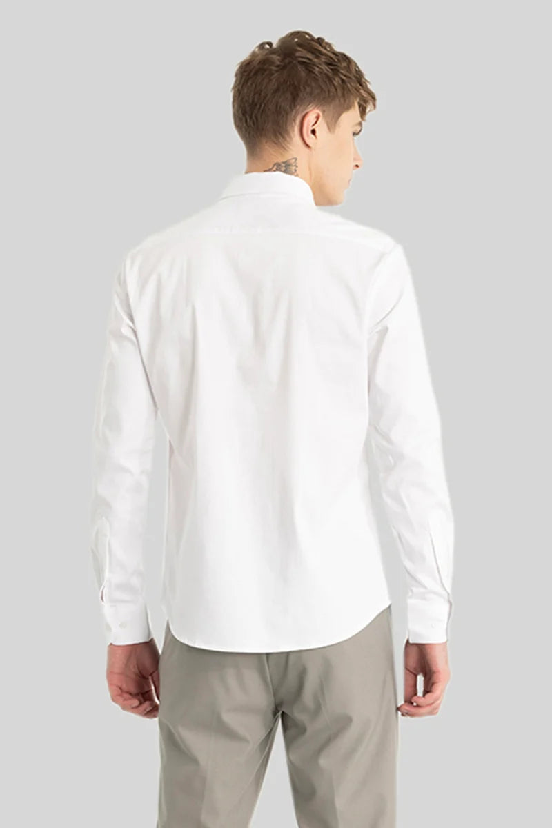 White Concealed Placket Shirt