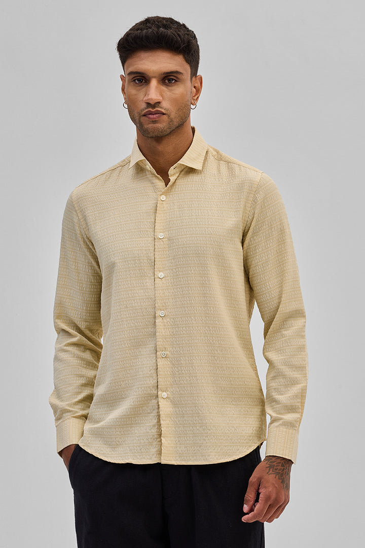 Beige Stripes Slim Fit Shirt