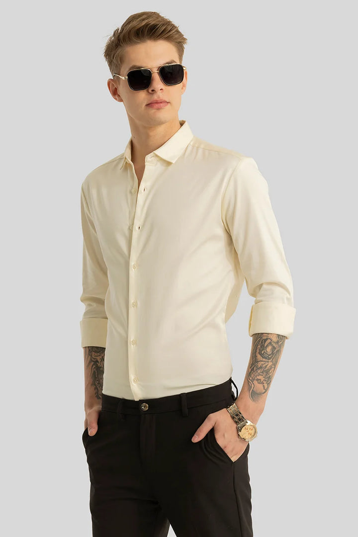 Etnni Cream Plain Stitchless Shirt