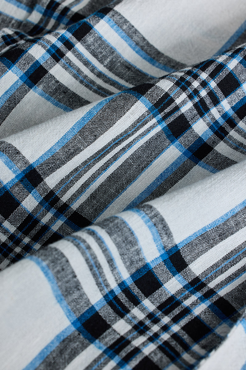 Blue Checks Linen Blend Shirt