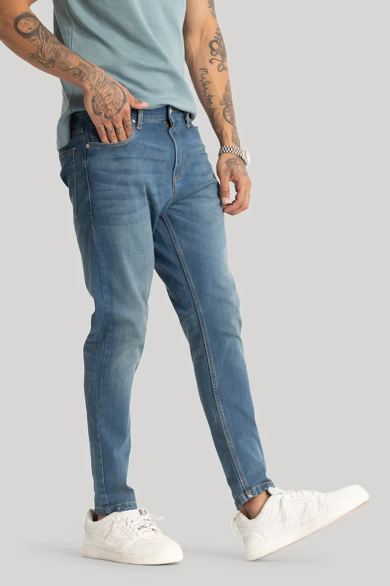 Blue Plain Skinny Fit Jeans