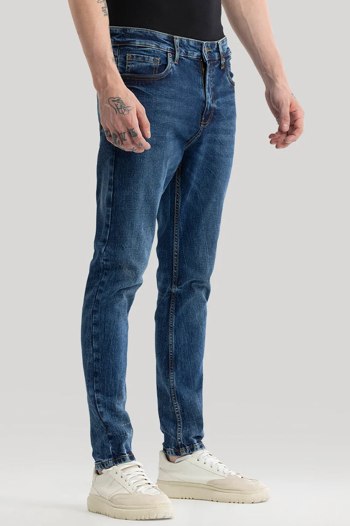 Phantom Washed Blue Plain Skinny Fit Jeans