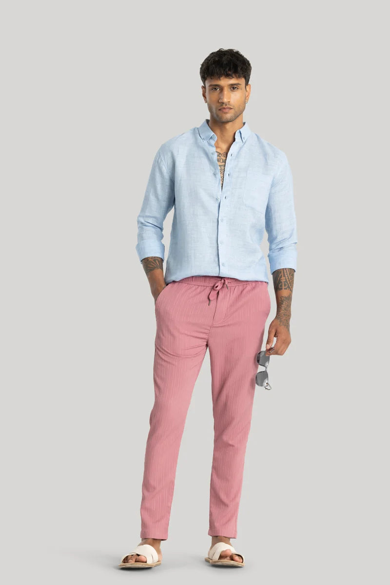 Harbor Pink Stripes Slim Fit Trousers