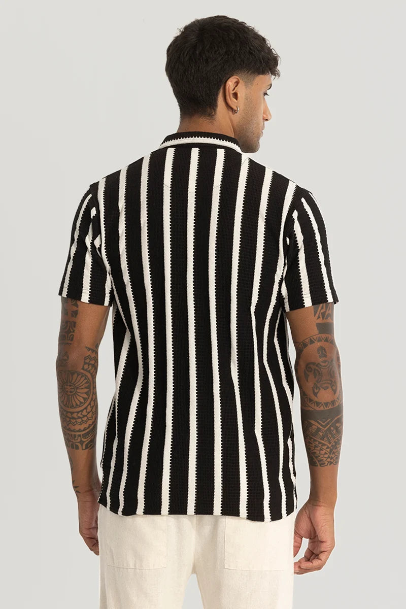 Black Stripes Knitted Shirt