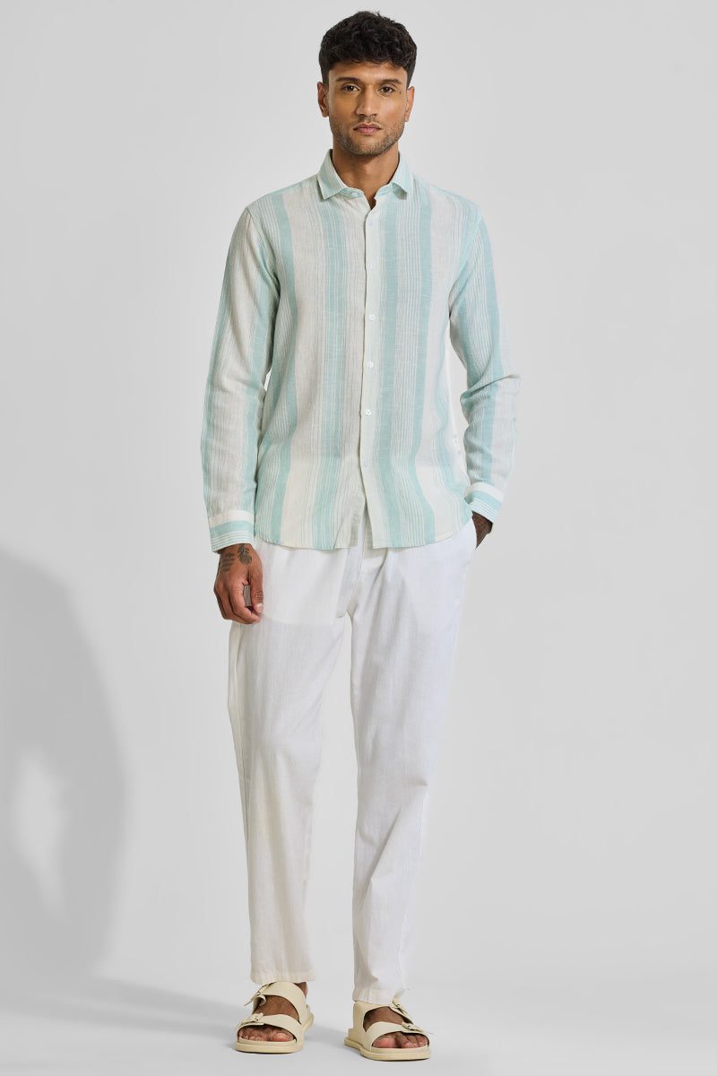 Aquamarine Stripes Linen Shirt