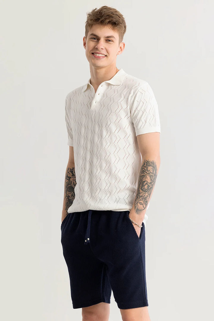 Baldassare White Knitted Polo T-Shirt