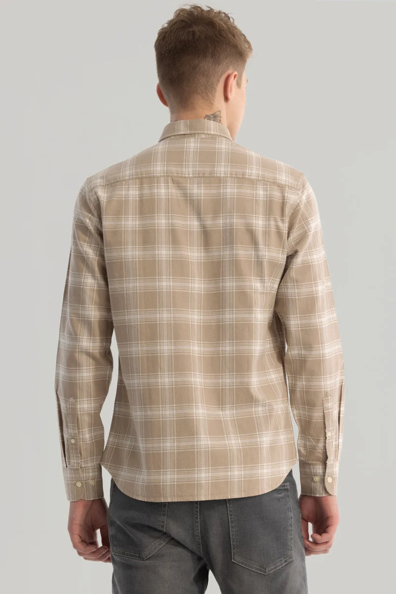 Beige Checks Oxford Shirt