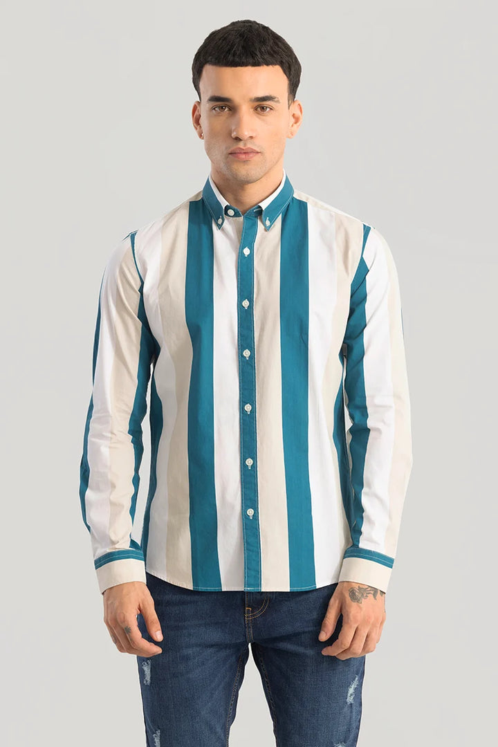 Clemence Teal Stripes Shirts