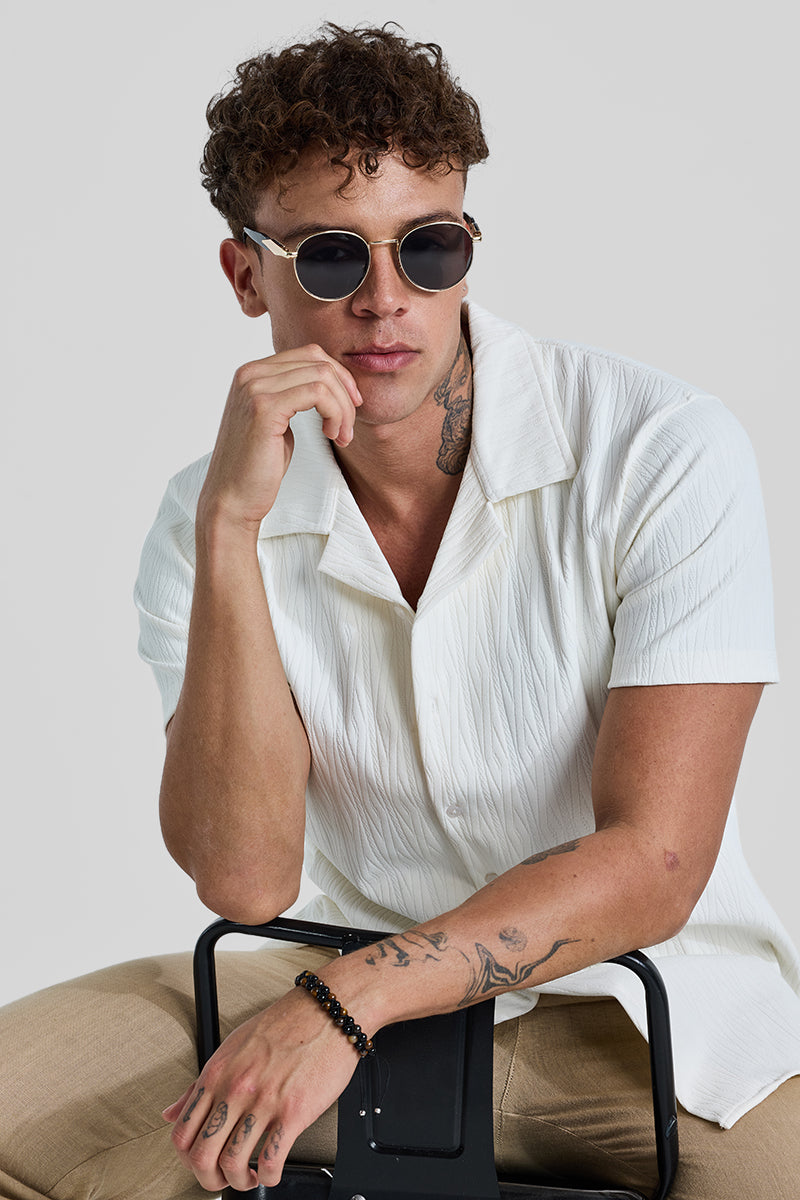 White Cuban Textured Shirt