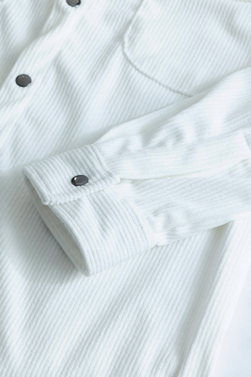 Jezzi White Corduroy Overshirt