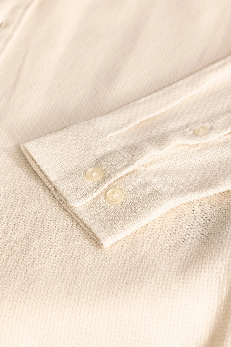 Cream Woven Mandarin Shirt