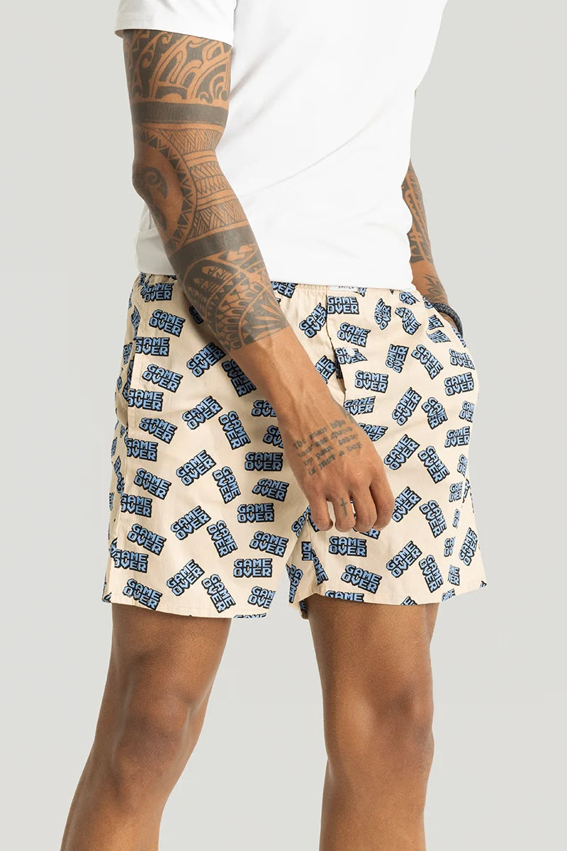 Game Over Cream Printed Boxers