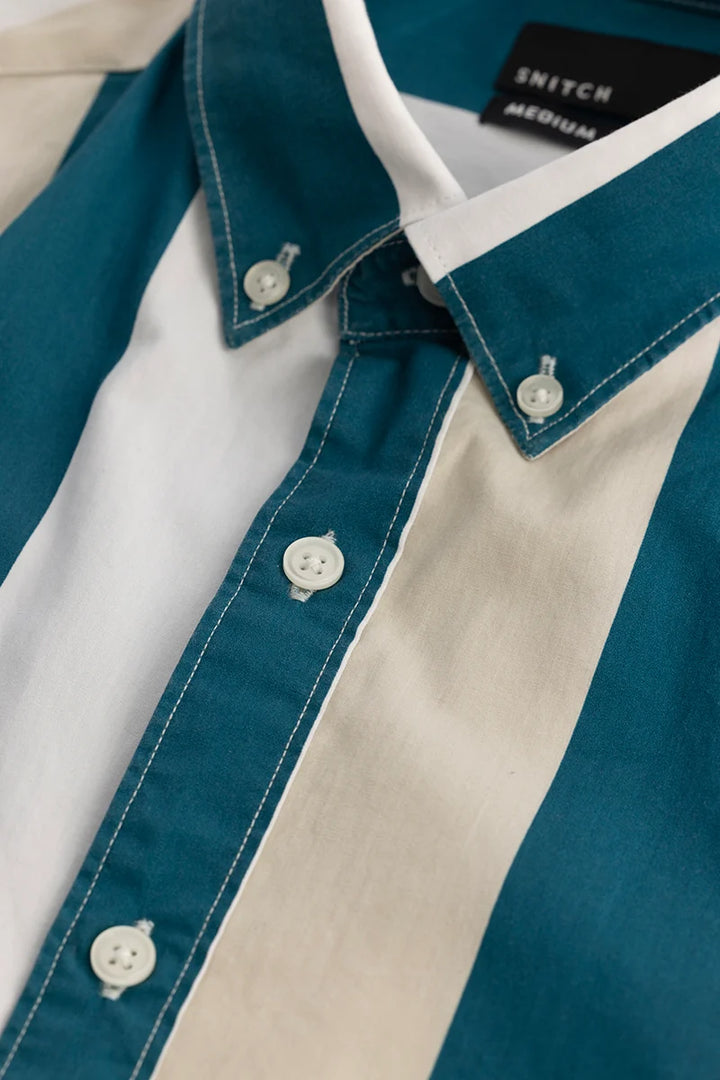 Clemence Teal Stripes Shirts