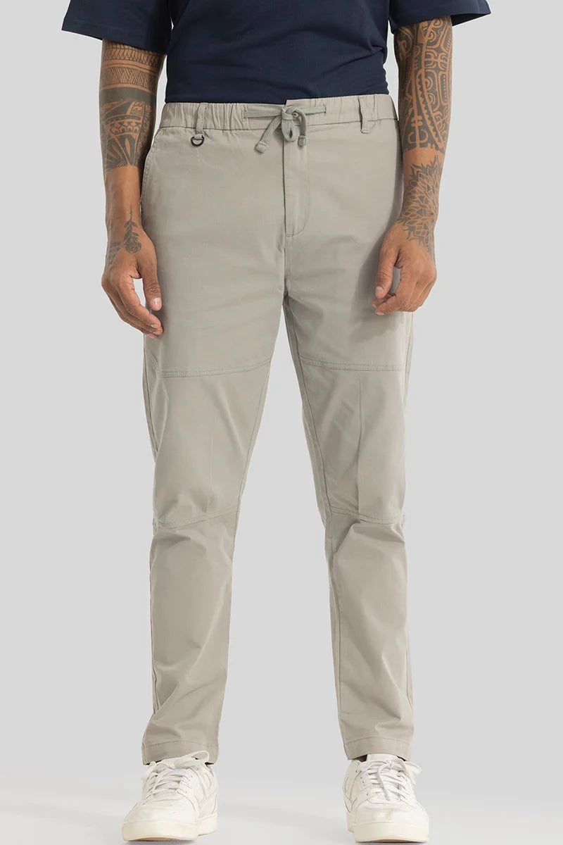 Odyssey Grey Plain Slim Fit Trousers